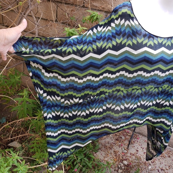 One Size XL 1X women FOR LOVE & LEMON shirt boho semi-sheer - Picture 4 of 8